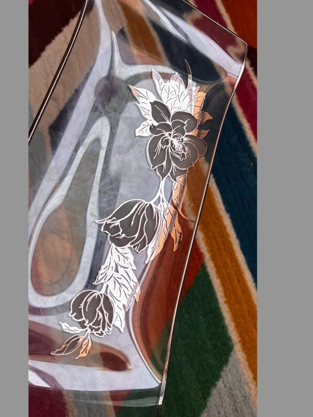 Rockwell Silver Co. Sterling Overlay Roses Dish